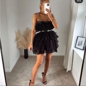 Zara Bloggers Favorite Limited Edition Black Tulle Dress, size Small